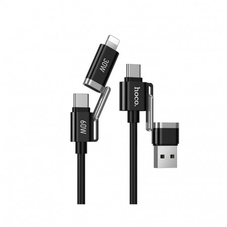 Cable 4w1 USB A/USB C do USB C/Lightning Hoco 3A 60W 1,2 m U155 black
