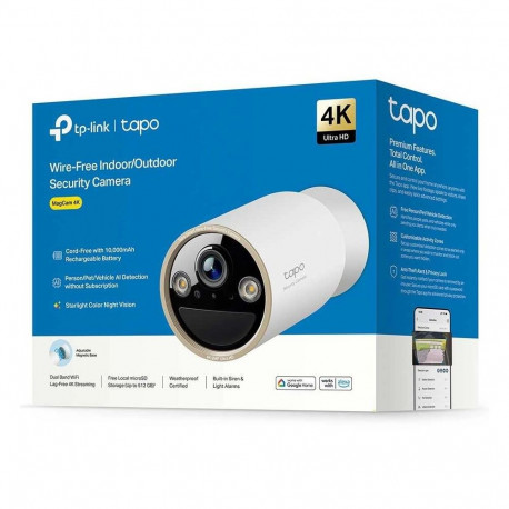TP-Link Tapo Wire-Free Indoor/Outdoor Security Camera SPEC:4K UHD (3840x2160)  H.265/H.264 Supported