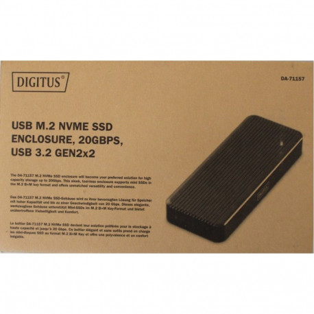 Digitus SALE OUT. | USB M.2 hard disk enclosure, SSD, external, NVMe, 20Gbps, USB 3.2 Gen2x2 | DA-71