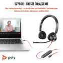 POLY stereo-peakomplekt 3320 Microsoft Teamsi sertifikaadiga USB-C, USB-C/A-adapter, must