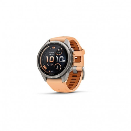 Garmin fenix 9 Pro smartwatch, inReach, 43mm, Titanium with Shell Pink/Autumn Orange Silicone Band