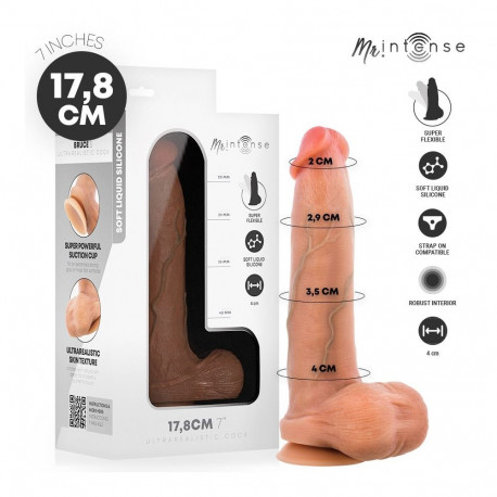 MR INTENSE - BRUCE S SILICONE DILDO WITH TESTICLES 17.8 CM -Ø- 4 CM
