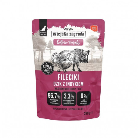WIEJSKA ZAGRODA märg koeratoit Forest Flavours metssea fileetükid kalkuniga 280g