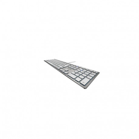 CHERRY KC 6000 Slim keyboard Universal USB AZERTY Belgian Silver, White