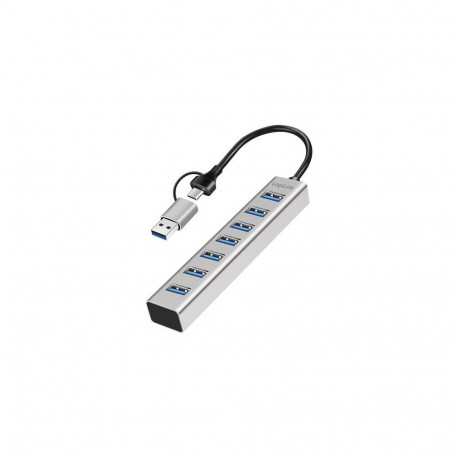 LogiLink USB 3.0 hub, 4x USB-A, 5 Gbit/s, 2-in-1 connection cable, silver