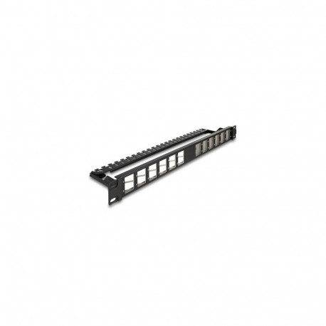 DeLOCK 19″ Keystone Patch Panel 24 port angled with strain relief black