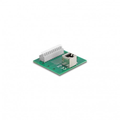 DeLOCK RJ50 female to Terminal Block with push-button for DIN rail angled