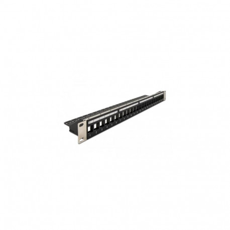 DeLOCK 19″ Keystone Patch Panel 24 port with strain relief black