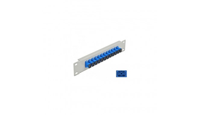 DeLOCK 10″ Fiber Optic Patch Panel 12 Port SC Simplex blue 1U grey