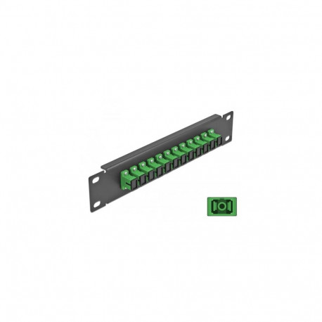 DeLOCK 10″ Fiber Optic Patch Panel 12 Port SC Simplex green 1U black