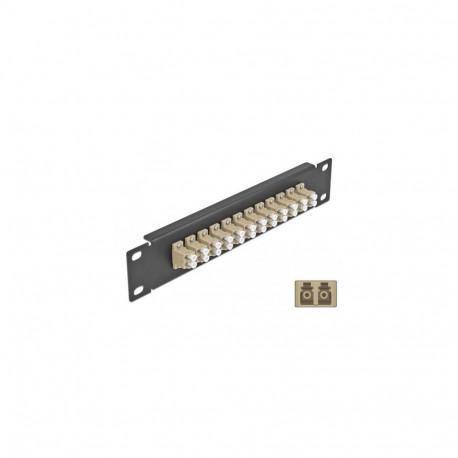 DeLOCK 10″ Fiber Optic Patch Panel 12 Port LC Duplex beige 1U black