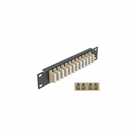 DeLOCK 10″ Fiber Optic Patch Panel 12 Port LC Quad beige 1U black