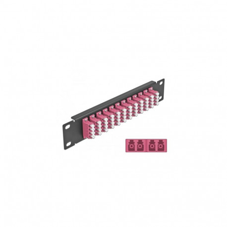 DeLOCK 10″ Fiber Optic Patch Panel 12 Port LC Quad violet 1U black
