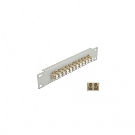 DeLOCK 10″ Fiber Optic Patch Panel 12 Port LC Duplex beige 1U grey