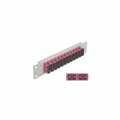 DeLOCK 10″ Fiber Optic Patch Panel 12 Port SC Duplex violet 1U grey