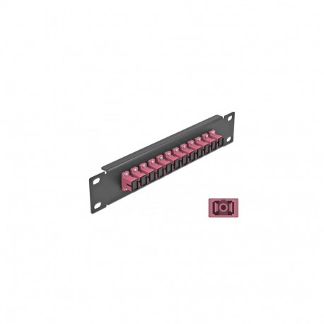 DeLOCK 10″ Fiber Optic Patch Panel 12 Port SC Simplex violet 1U black