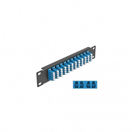 DeLOCK 10″ Fiber Optic Patch Panel 12 Port LC Quad blue 1U black