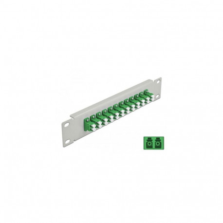 DeLOCK 10″ Fiber Optic Patch Panel 12 Port LC Duplex green 1U grey