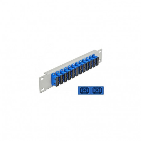 DeLOCK 10″ Fiber Optic Patch Panel 12 Port SC Duplex blue 1U grey