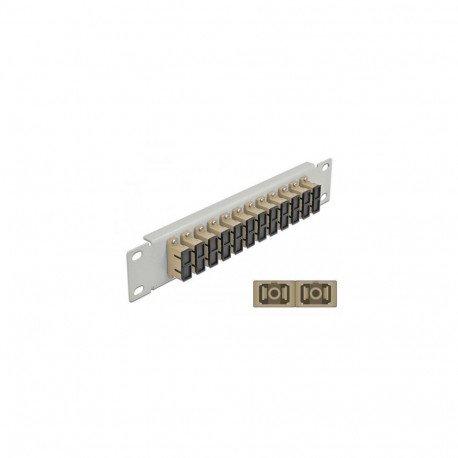DeLOCK 10″ Fiber Optic Patch Panel 12 Port SC Duplex beige 1U grey