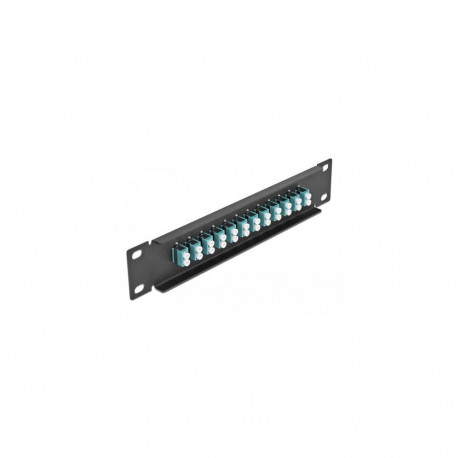 DeLOCK 10″ Fiber Optic Patch Panel 12 Port LC Duplex aqua 1U black