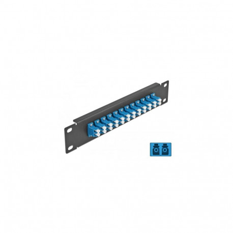 DeLOCK 10″ Fiber Optic Patch Panel 12 Port LC Duplex blue 1U black