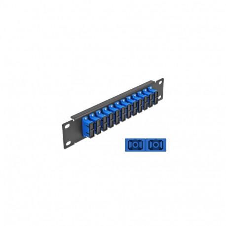 DeLOCK 10″ Fiber Optic Patch Panel 12 Port SC Duplex blue 1U black
