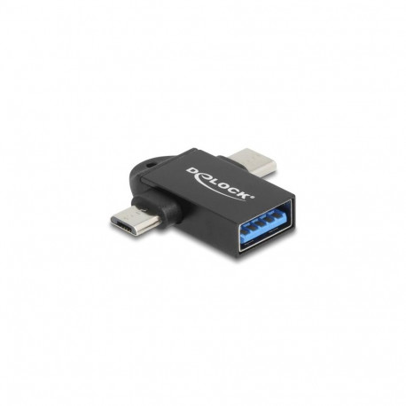 DeLOCK 60739 cable gender changer USB Type-A USB Type-C + USB Micro-B Black