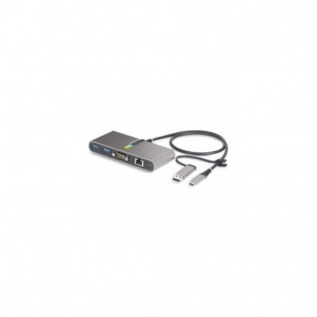 StarTech.com 2-Port USB-C Hub with Ethernet and RS-232, Attached USB-C to USB-A Dongle, 100W PD Pass