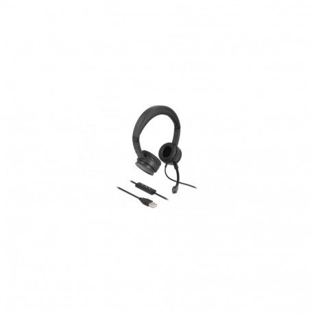 DeLOCK USB Stereo Headset with Cable Remote Control and Quick-Mute Button for PC and Laptop
