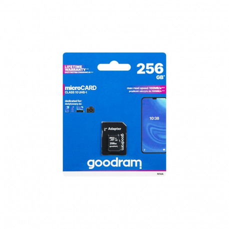 Goodram microSDXC-mälukaart 66-280# 256GB + SD-adapter, klass 10, UHS-I