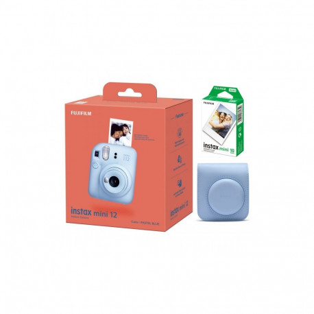 Instant Camera - Fujifilm Instax Mini 12 + 10-Sheet Glossy Film + Original Case Pastel Blue
