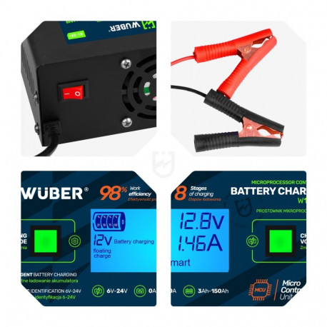 Car Battery Charger - WUBER W14019 10A 6/8/12/14/16/24V Garnet