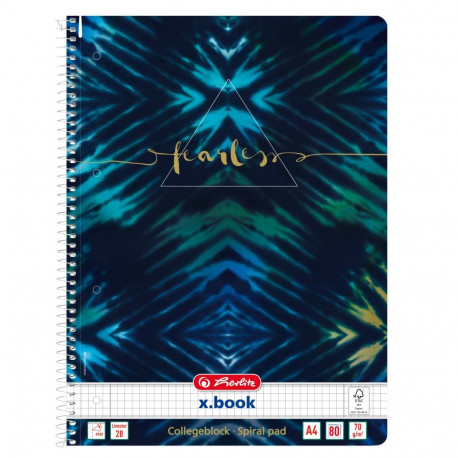 Kaustik A4 80l, 5x5 ruut, spiraalköide, New Batik Fearless, no.28 Herlitz