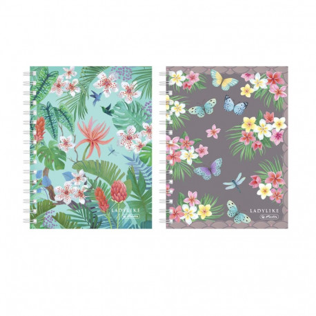 Kaustik A5 100l, 5x5 ruut, kõvaköide, spiraal, Ladylike assortii Herlitz