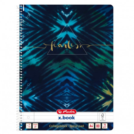 Kaustik A4 80l, joon, spiraalköide, New Batik Fearless, no.27 Herlitz