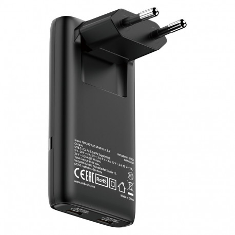 "Verbatim Fold ´n´ Go GaN Charger 65W EU plug Black"