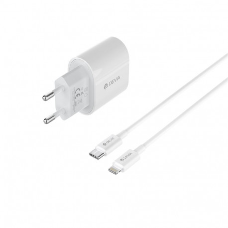 Devia wall charger Pro6 QC 1xUSB-C 20W + USB-C-Lightning cable white