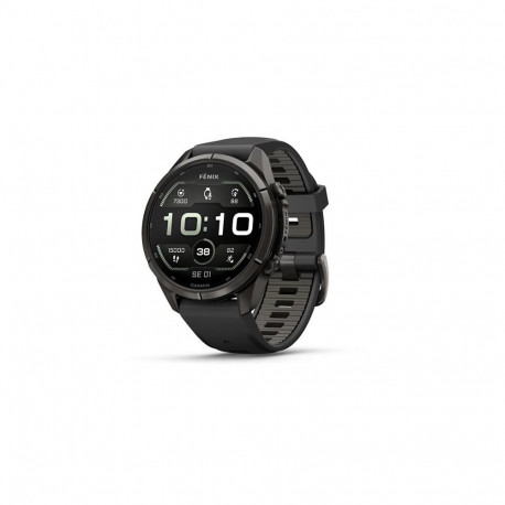 Garmin fenix 9 Pro smartwatch, inReach, 43mm, Carbon Gray DLC Titanium with Black/Pebble Grey Silico