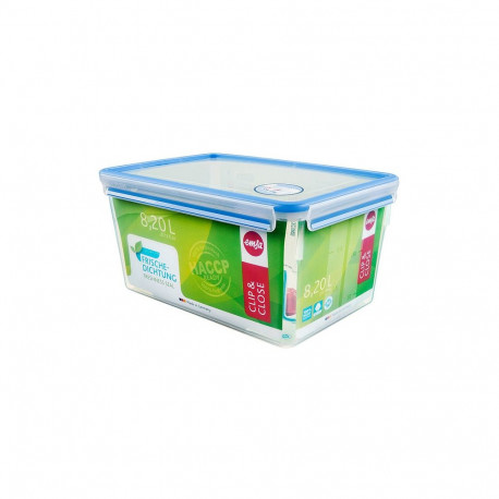 "Emsa CLIP & CLOSE Frischhaltedose 8,0 Liter (transparent/blau, rechteckig, Maxiformat)"