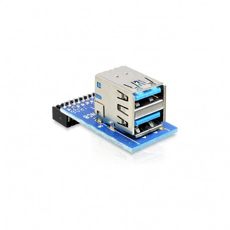 "USB 3.0 Pin Header Buchse > 2 x USB 3.0 Buchse - oben, übereinander"