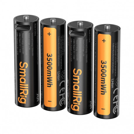 SmallRig taaslaetavad AA-liitiumakud 5768 (2100mAh) USB-C-ga, 4tk