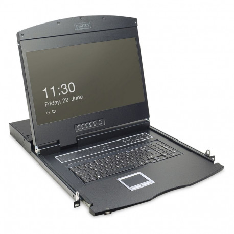Digitus 19" LCD KVM konsool, 16-Port CAT5, saksa klaviatuur