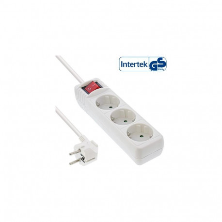 InLine Socket strip, 3-way earth contact CEE 7/3, with switch, white, 3m