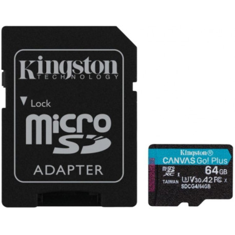 Kingston memory card microSDXC 64GB C10 V30 + adapter