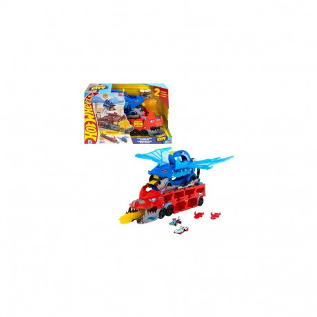 Hot Wheels mänguautode transportija City Ultimate Dual Dragon ja 2 mõõtkavas 1:64 mänguautot