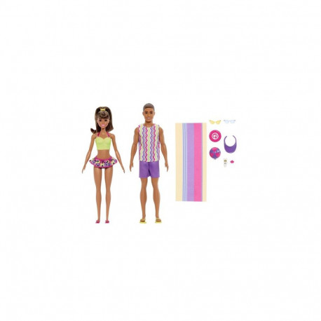 Barbie Style and Ken Fashion Dolls Set with Beach Inspired Looks and Accessories