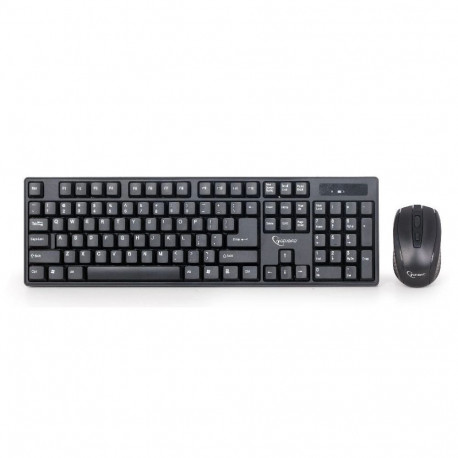 Gembird juhtmevaba RF-klaviatuur KBS-W-01, hiir kaasas, universaalne, QWERTY, ingliskeelne, must