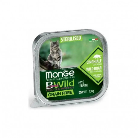 Monge Cat BWild Grain Free Sterilised Pate Wild Boar with Vegetables complete grain-free wet pâté fo