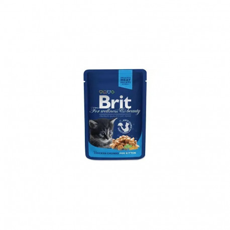 Brit Premium Chicken Chunks Kitten 100 g — complete wet food for kittens with chicken